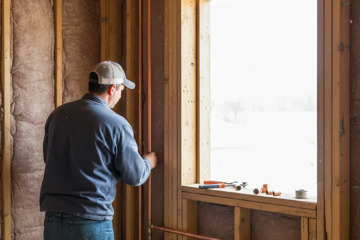 Licensed plumber running new copper supply lines in a Virginia City home