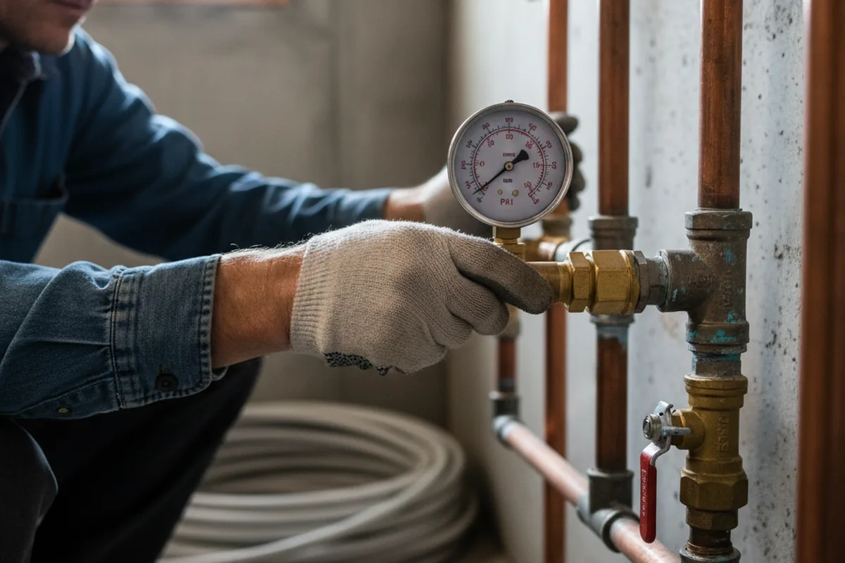 Pressure testing a repaired line during Water Line Repair in Virginia City